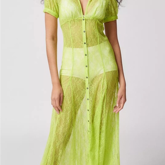 Urban Outfitters Lime Green Lace Cover-Up Dress - Picture 3 of 9